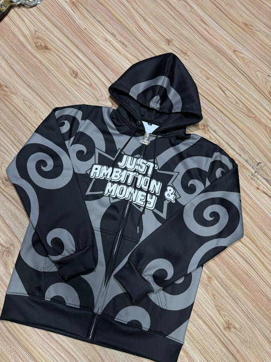 Jam Swirl Zip Up(Black & Charcoal Grey)